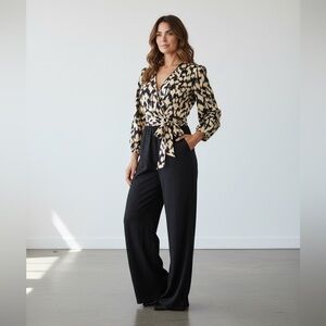 Cupshe Black and Cream Patterned Jumpsuit